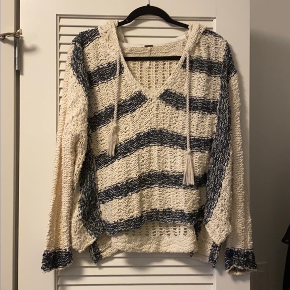 Free people striped sweater with hood